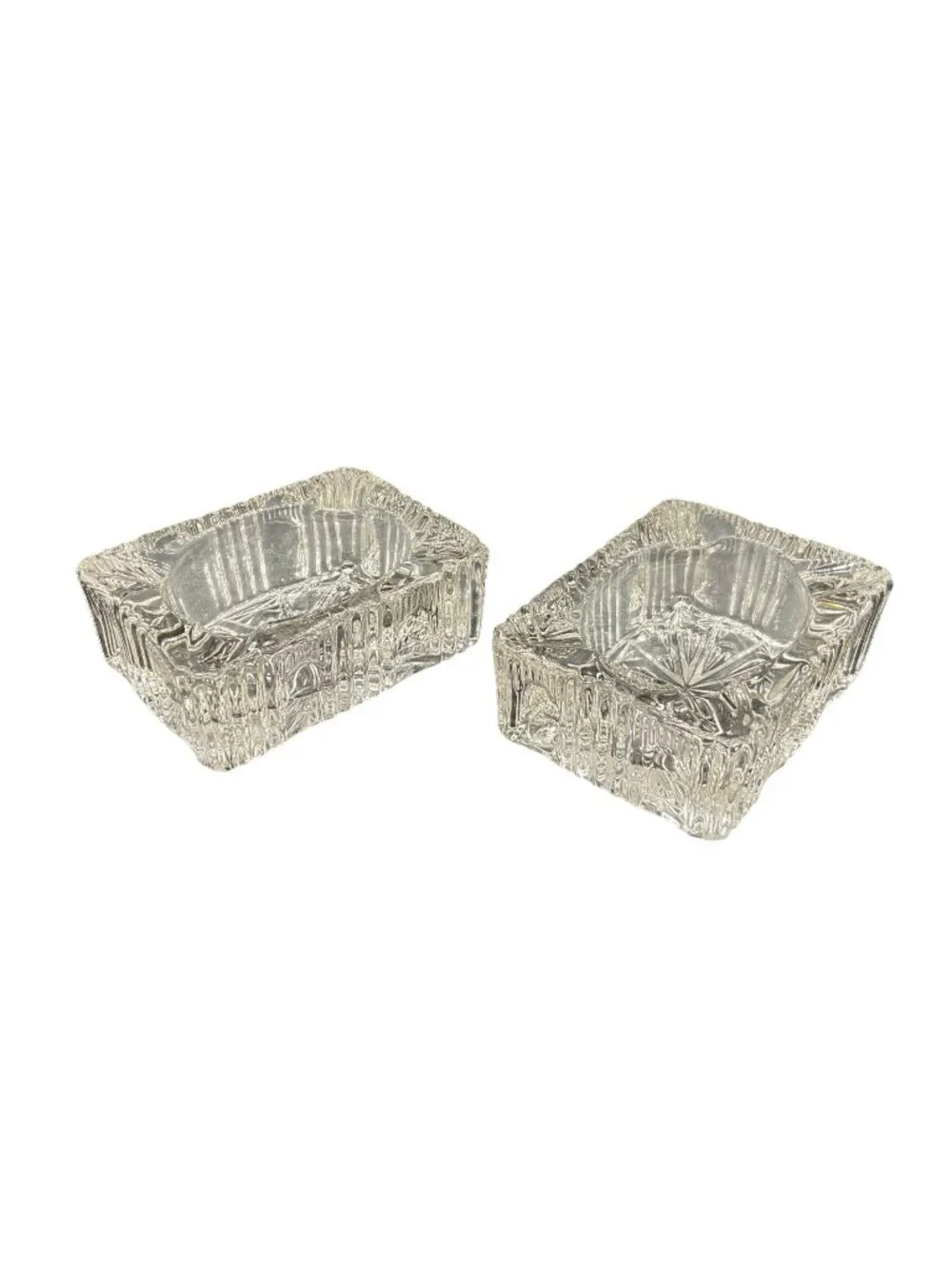 Vintage Crystal Cut Glass Square Salt Cellars 3